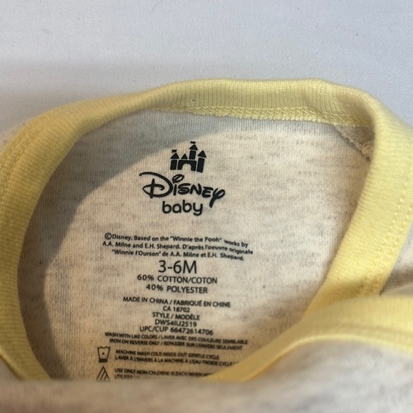 Disney -Winnie the Pooh - Gray and Yellow Footie/Sleeper - Picture 2 of 5